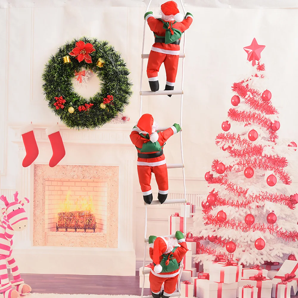Christmas Santa Claus Climbing Stairs On Rope Ladder Xmas Trees Hanging Home Decor Gift for Christmas Decorations