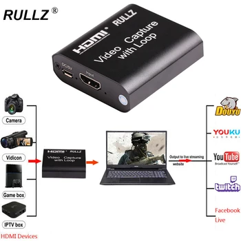 

4K HDMI Capture Card USB 2.0 1080P Grabber Phone PS4 Game Recording Device with Loop Output For Youtube Facebook Live Streaming