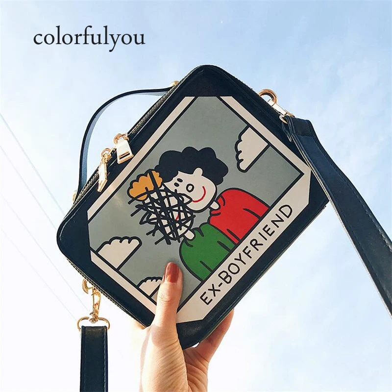 

Женская сумка-тоут из ПУ кожи, с мультяшным принтом