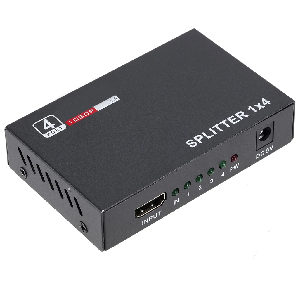 Видео сплиттер HD 1 вход 4 выход адаптер Коробка видео сигнал сплиттер 1080P Разрешение поддерживается США штекер