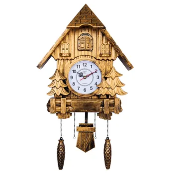 

63*37cm Fashion Living Room Bedroom Wall Clock Modern Brief Hourly Broadcast Time Cuckoo Clock European Retro Alarm Clock HW125