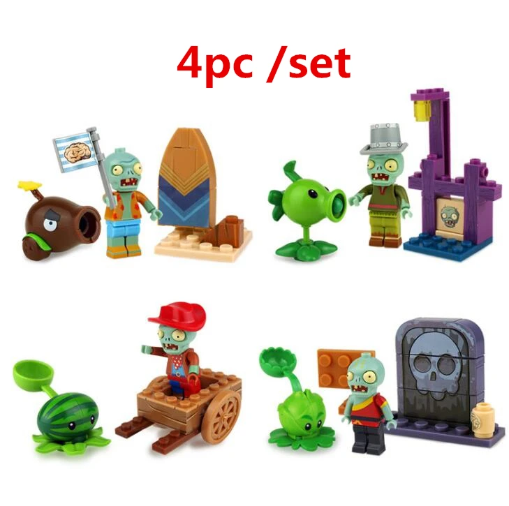 

4pc/set plants vs zombies Anime Game Building Blocks Bricks Compatible With Legoingly gift toys