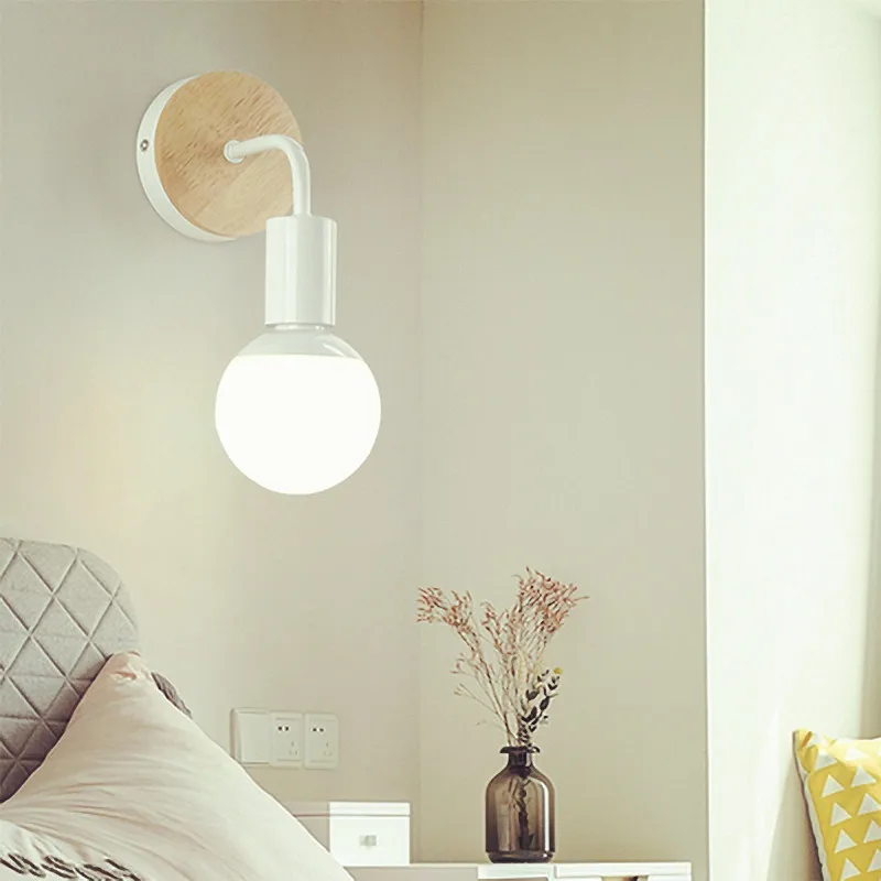 

Nordic Retro Wood Wall Lamp Industrial E27 Wall Sconce Vintage 110V 220V Wall Lights for Living Room Bedroom Dining Room Bar