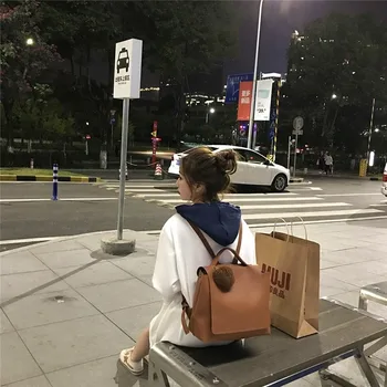 

2020 Korean-Style Simple Backpack Women's Bag Large-Capacity Backpack Casual Student Bag PU