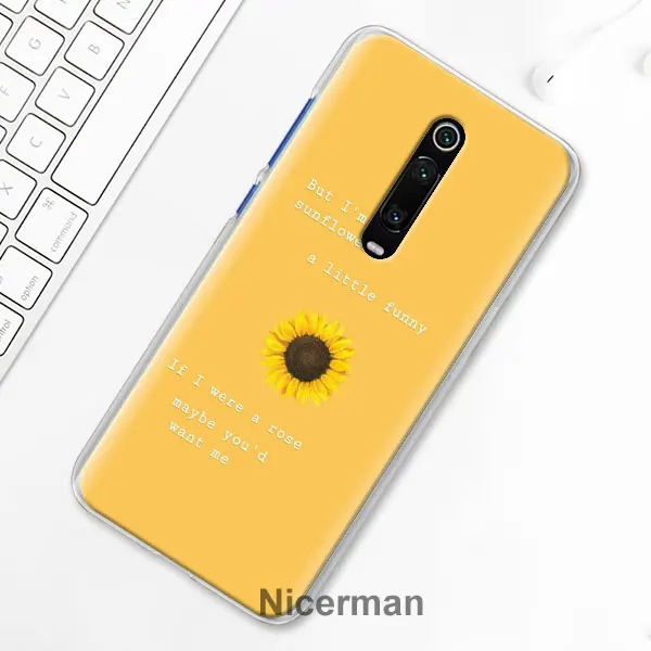 Желтый цветок подсолнуха чехол для телефона для Xiaomi Mi 9T CC9 CC9E A3 A1 A2 9 Pro 8 9 Lite 5X 6X играть Poco F1 в твердом переплете - Цвет: H08
