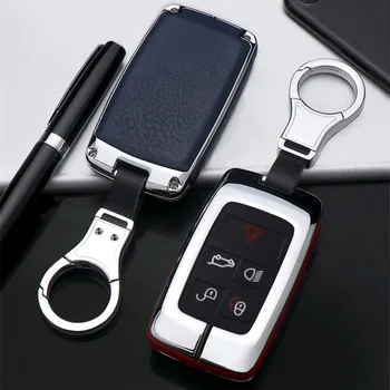 

Galvanzed Alloy&Genuine Leather Smart Car Key Case Fob Cover For Land Rover LR4 LR2 Discovery Rang Rover Sport Evoque 5 Buttons