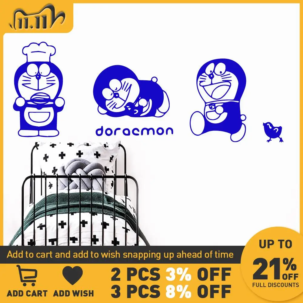 Современная самоклеящаяся виниловая наклейка Doraemon для детской комнаты