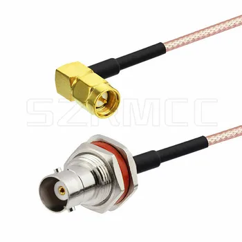 

BNC Female Bulkhead nut to SMA Male Right Angle Adapter Pigtail Coaxial Extension Cable RG316