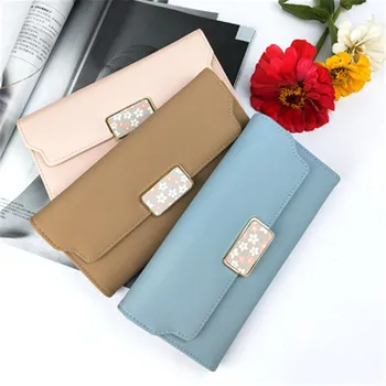 

Autumn And Winter New Simple Fashion PU Long Section Three-fold Bag Large Capacity Multi-card Student Soft Girl Mobile Phone Bag