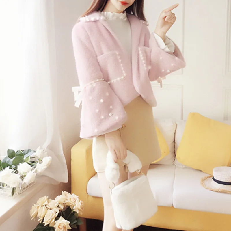 YUZACDWX Chaquetas Mujer Новая зимняя высококачественная шуба из искусственного меха норки Новая модная короткая куртка с бисером