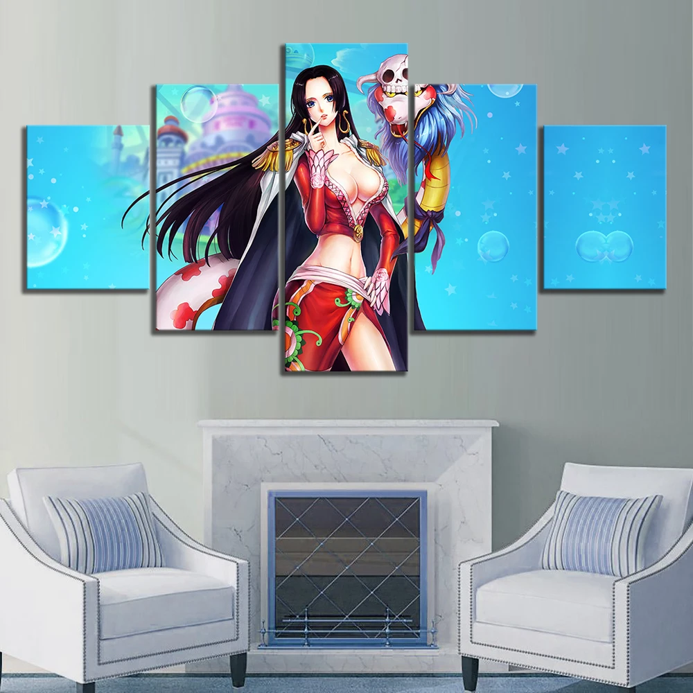 

5pcs Sexy Anime Boa Hancock Poster Wall Art Decor Modular Picture Animation Canvas Paintings For Teens Living Room Decoration