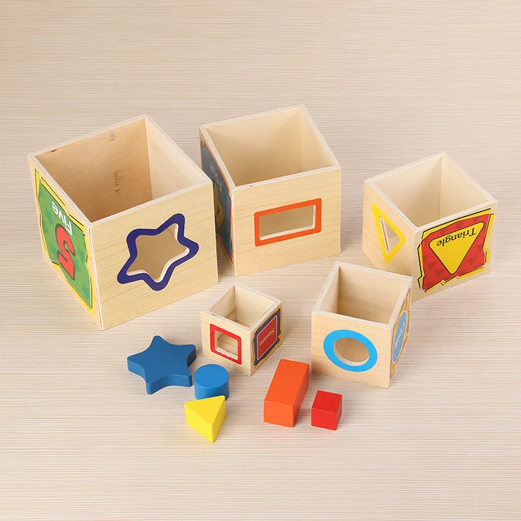 

Toys Towel Children'S Educational Toy Wooden 5-Tier Set Disassembly Toy Early Childhood Educational Line-shape Box Matching Toys