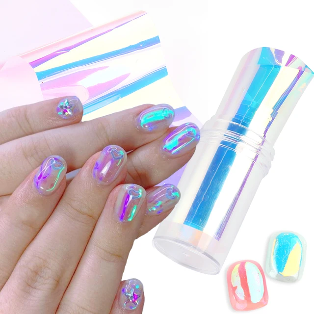 1m /Roll Aurora Glass Nails Foil Ice Cube Cellophane For Nails Broken  Design Transfer Paper Summer Nail Art Decor Tools SA1900-1