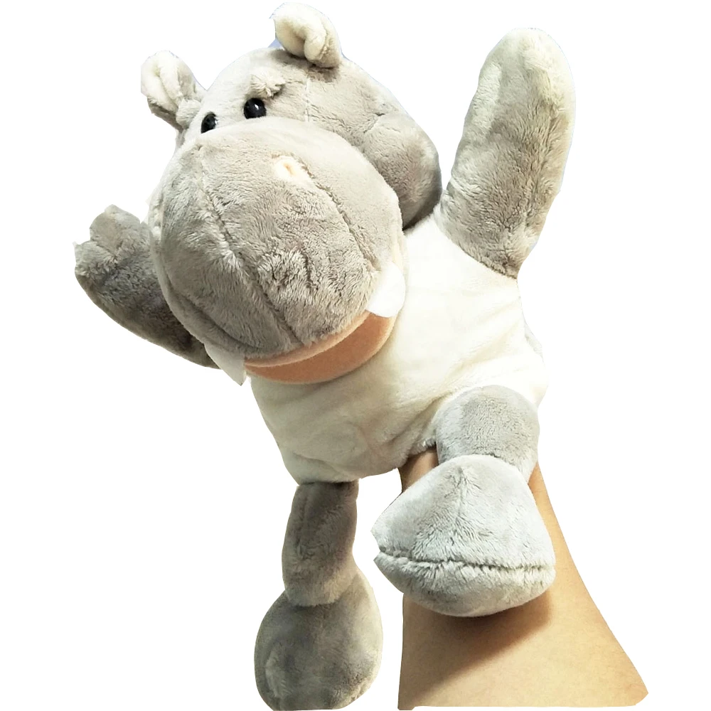 10" Mufy The Hippo Plush Hand Puppet with Movable Open Mouth and Pocket 