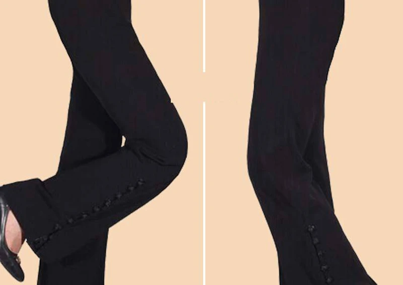 Middle-aged Tang suit pants брюки женские women's pants embroidered trousers ladies wide leg high waist pants