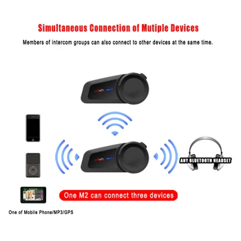 

MAXTO M2 Waterproof Motorcycle Helmet Intercom Headset Group 6 Riders Bluetooth Interphone FM Radio + Voice Dial