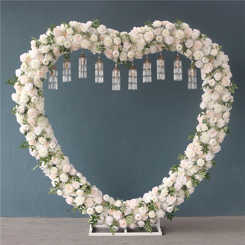 JAROWN Customized Heart Shaped Flower Row Flower Arrangement Wedding Background Arch Set Party Stage Props Decor Flower Stand