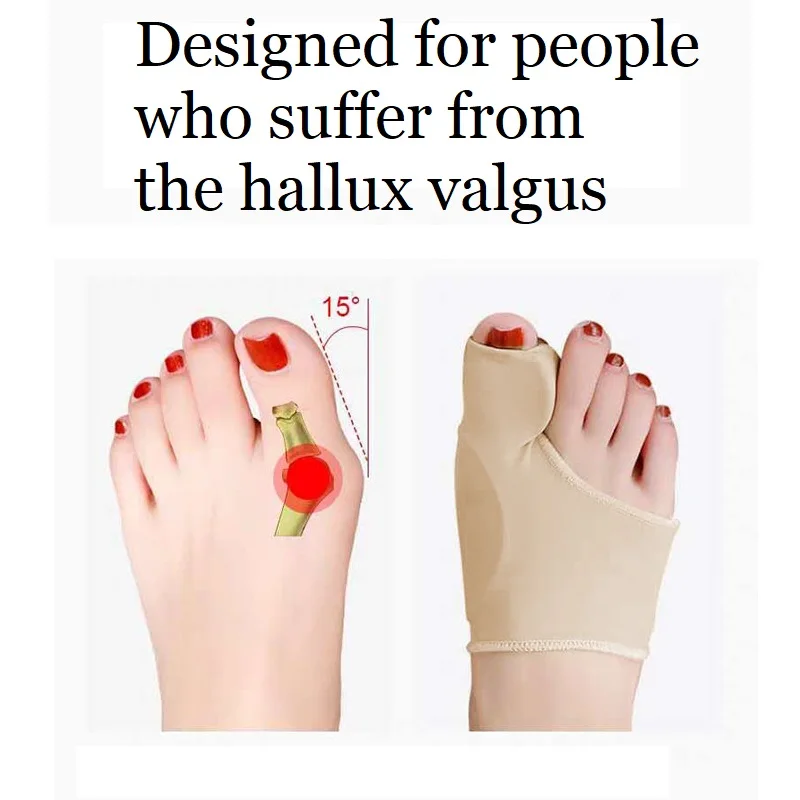 US 2PCS Updated Bunion Corrector Hallux Valgus Pedicure Socks Thumb Toe Separator Big Toe Splint Straightener Protector FeetCare