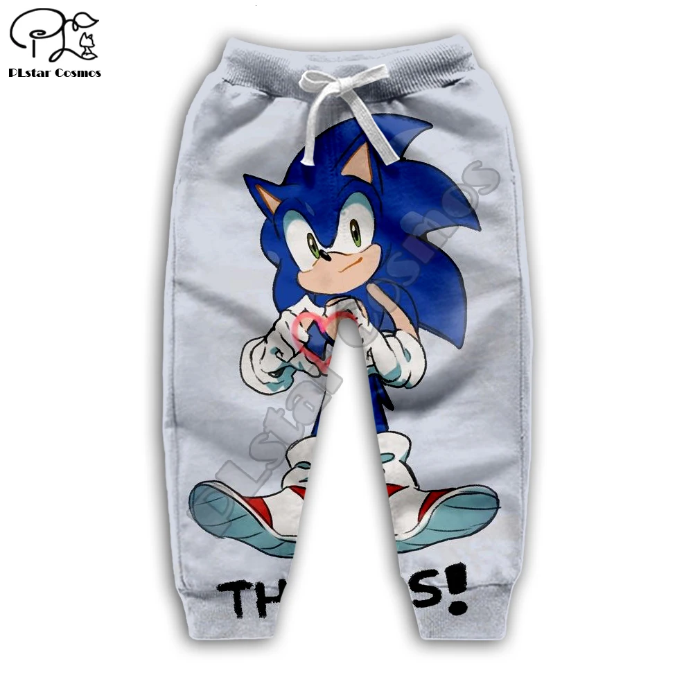 Family Kids anime Super Sonic print baby 3d Hoodies set Cartoon The Hedgehog Sweatshirt Boys Children zipper coat shirt pants