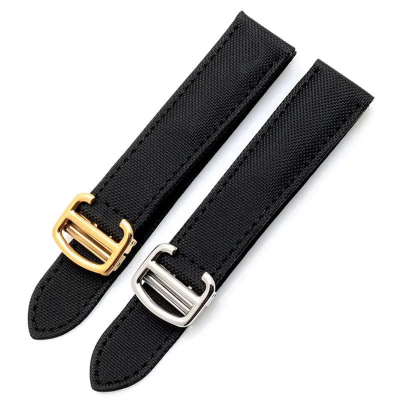 Cinturino In Pelle + Nylon Per Cartier Blue Balloon Wsbb0015 Cinturino Per Orologio Longines 16*8Mm 18*11Mm 20*12Mm Cinturino In Tela Pieghevole