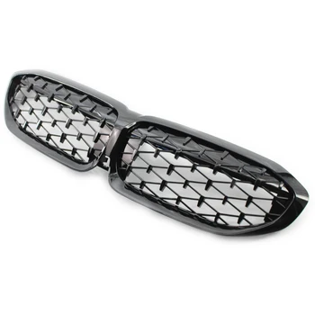 

1 Pair ABS Meteors Kidney Front Grille Auto Racing Grille Middle Grill for BMW 3 Series G20 2019-2020 Black / Silver Grill