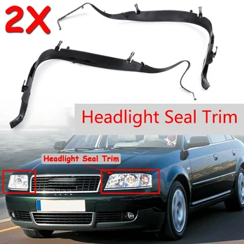 

2Pcs Car Front Headlight Seal Cover Trim Ring Fit For- A6 C5 2002-2005 Facelift 4B0941191A 4B0941192A