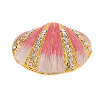 

Hand Painted Shell Style Decorative Hinged Jewelry Trinket Box