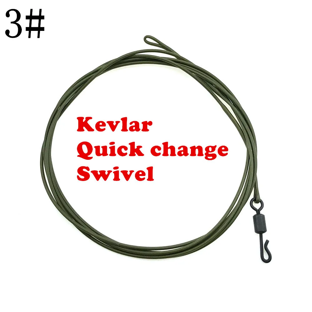 1 м рыболовная леска для ловли карпа, свинцовая леска, плетеная/фторуглеродная/нейлоновая с спиннером QC, поворотная свинцовая линия для ловли карпа - Цвет: Kevlar  KWIK