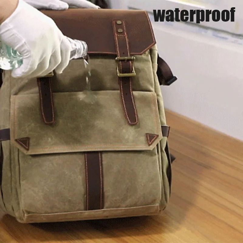 

2019 New Unisex Outdoor Waterproof Photography DSLR Camera Backpack Wax Dye Canvas Video Digital Photo Bag Case LBY2019