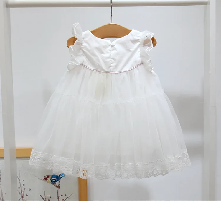 Детское свадебное платье с цветочным рисунком Новинка года, платье с рукавами-крылышками для девочек белые кружевные платья-пачки для малышей Vestidos Для От 0 до 2 лет, детская одежда