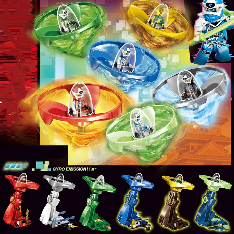 Ninjagoes Kai Jay Zane Мини фигурки ниндзя спиннинг Топ блесны экшн модель спина Кирпичи