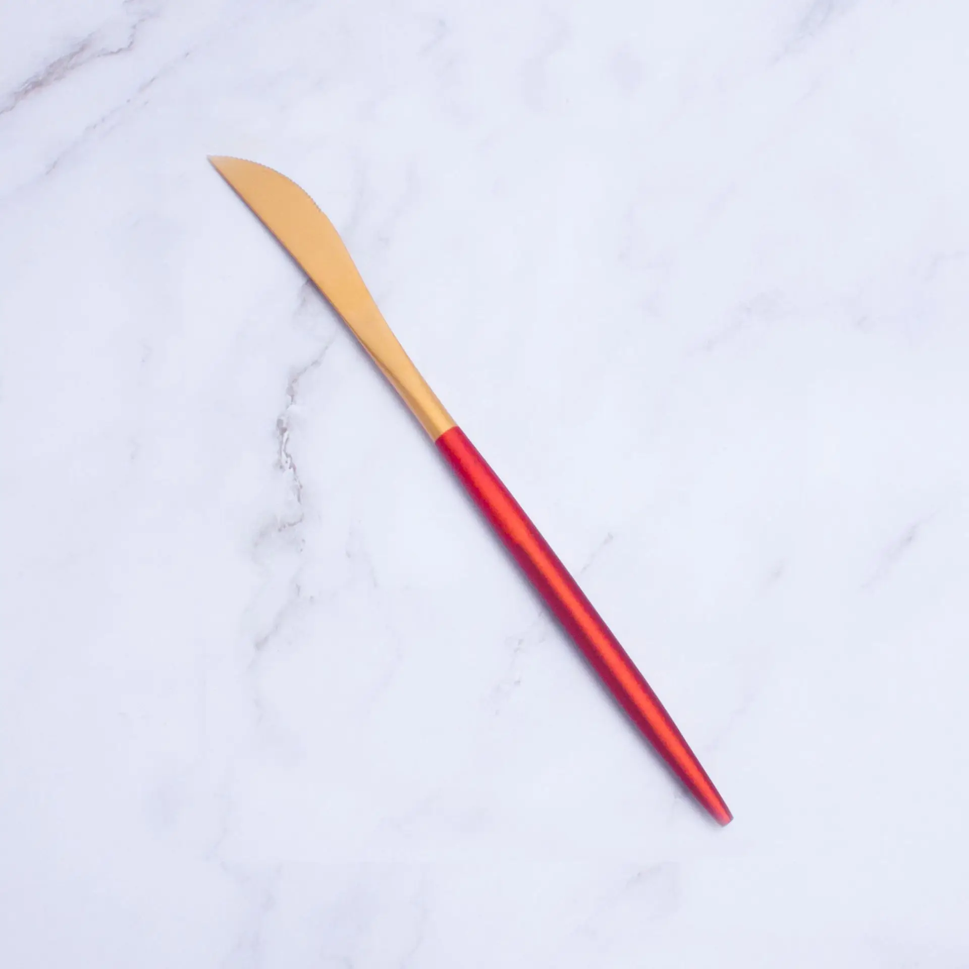 Красное золото вилка ложка набор ножей столовая посуда из нержавеющей стали столовые приборы китайские палочки для еды столовые приборы набор ложек из нержавеющей стали - Цвет: 1pc dessert knife