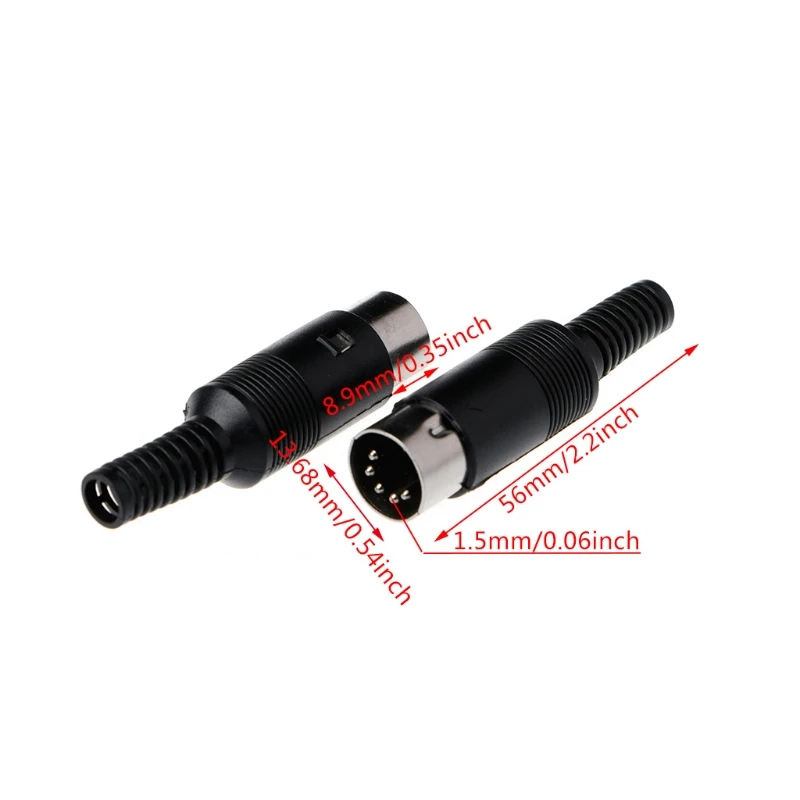 

3 Pcs DIN Male Plug Cable Connector 5 Pin with Plastic Handle B95A