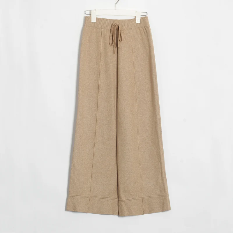 Khaki Wixra повседневные женские Трикотажные Широкие штаны Свободные с высокой талией на шнуровке теплые плотные брюки осень-зима Дамская нижняя часть - Цвет: Khaki