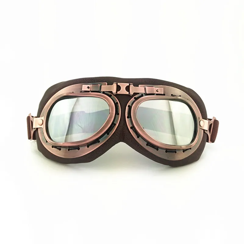Шлем очки мотоциклетные очки Мотокросс стимпанк Второй мировой войны Ретро пилот ATV Cruiser внедорожные очки для катания на коньках очки - Цвет: Silver I