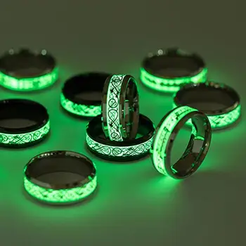 

New Explosion Rings Luminous Ring Fluorescent Jewelry Unique Dragon Design Ring Fashion Classic Stainless Steel Daily Dropship