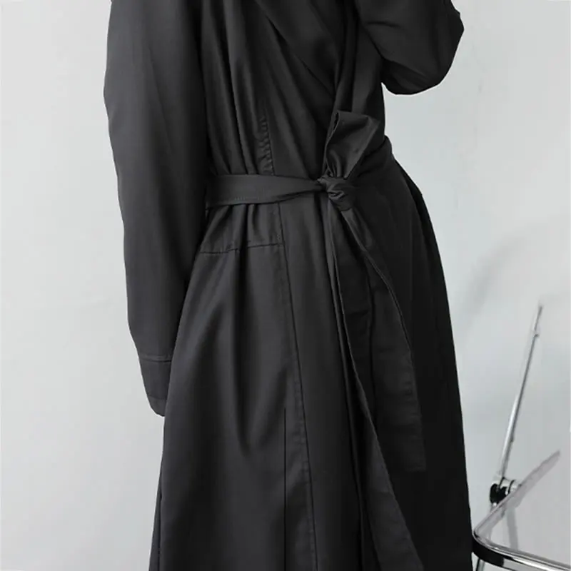 XITAO Drawstring Waist Solid Trench Women 2020