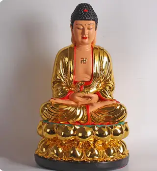 

Copper Satue Sacha Sansheng Buddha 12 inch gold body home service factory direct selling resin FRP whole hall Buddha ornamen
