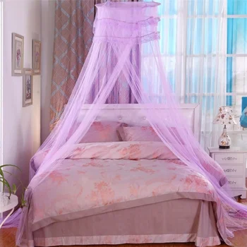 

Romantic Round Top Mosquito Net Princess Style Single Double Bed Nets Bedroom Decor Encryption Heighten Hung Dome Mosquito Net