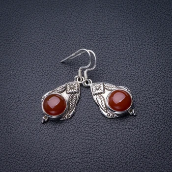 

StarGems Natural Carnelian Handmade 925 Sterling Silver Earrings 1.5" D6860