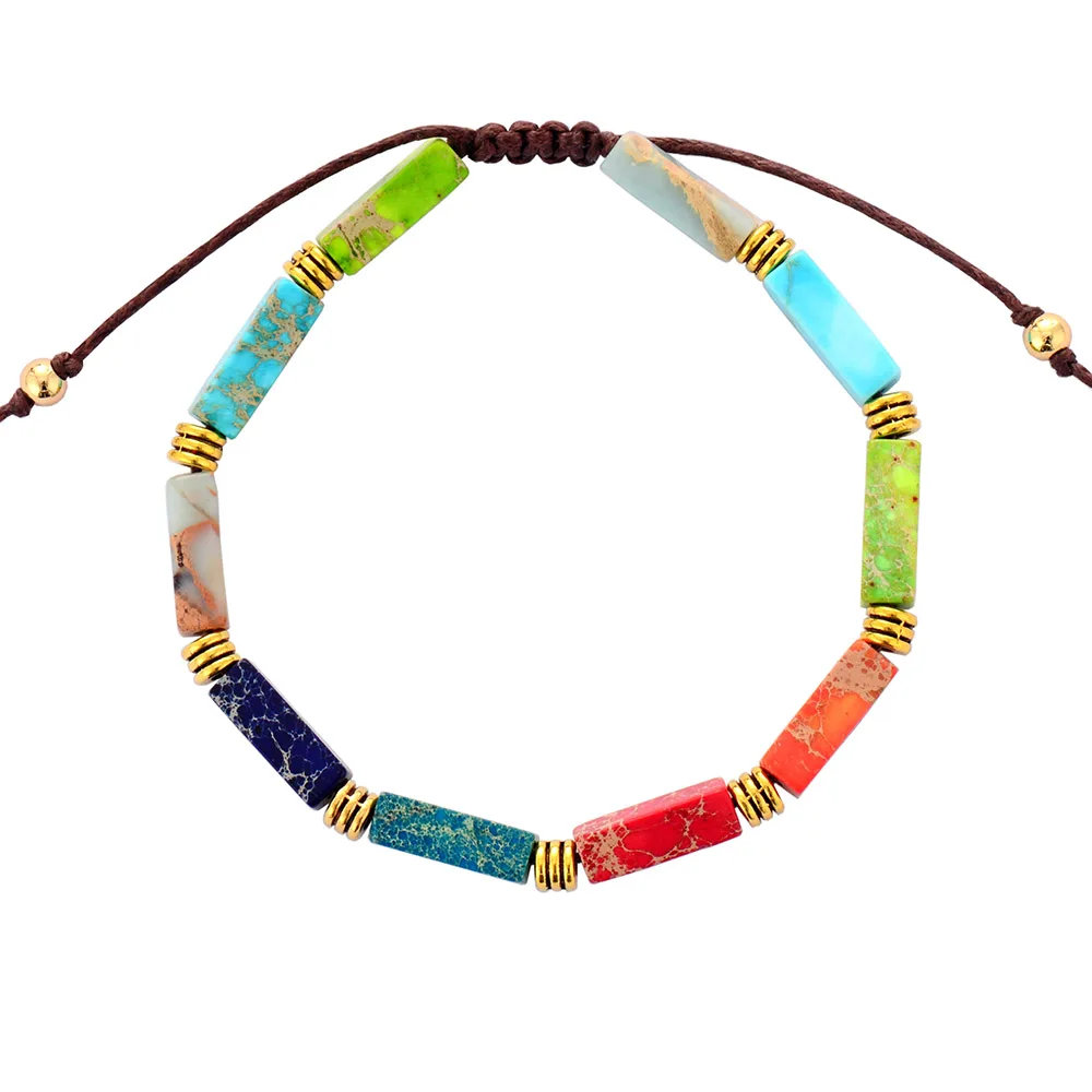 7 Color Chakra Stone Bracelets Japser String Braided Strand Bracelet Friendship Lover Couples Wrap Bracelet Jewelry Wholesale