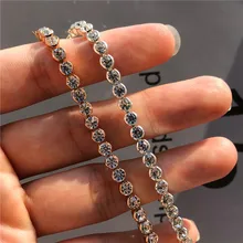 Мода 925, серебряный цвет, круглый белый AAAAA циркон, очаровательный браслет, серебряный, для свадьбы, вечеринки, помолвки, браслеты для женщин, ювелирное изделие