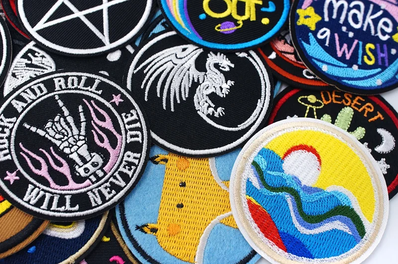 MUSIC WOLF ROCK AND ROLL Patch Embroidery Applique Ironing Sewing Supplies Decorative Badges For Clothing Accessories MAKE WISH