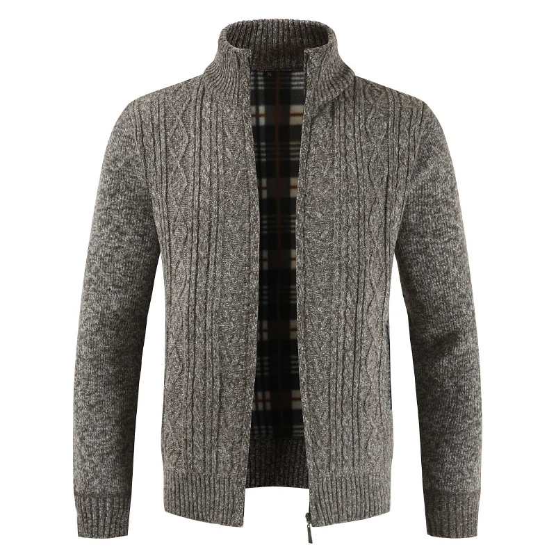 2020 Mens Cardigan Sweater Autumn Stand Collar Zipper Knitted Casual Sweatercoat Coats Men Warm Clothes Fleece Knit Outwear New
