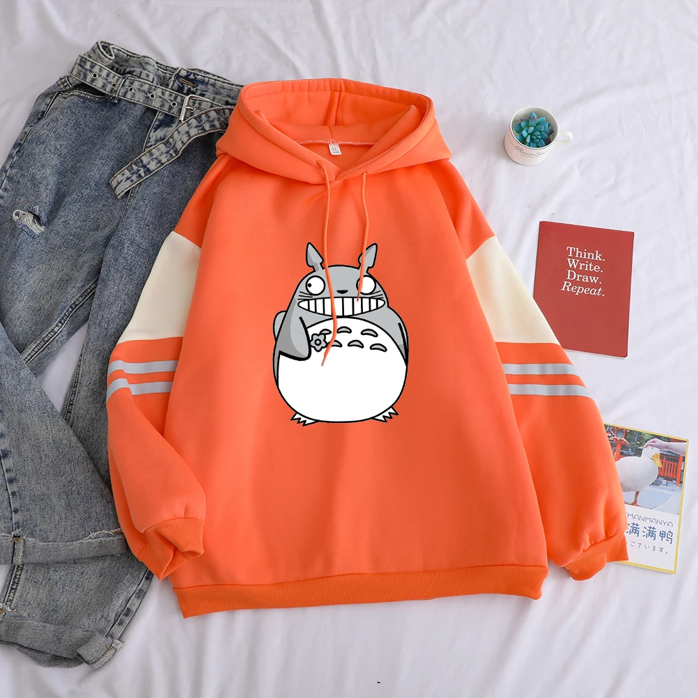 Модная Толстовка totoro с изображением животных, Женская толстовка с забавным принтом, толстовка в стиле хип-хоп, уличная одежда, зимний флисовый пуловер, топы