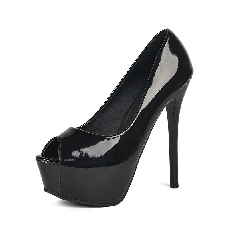 

2021 New Women Pumps Ladies Patent Leather Peep Toe Heels High Quality Fashion Party Wedding Office Work Shoes