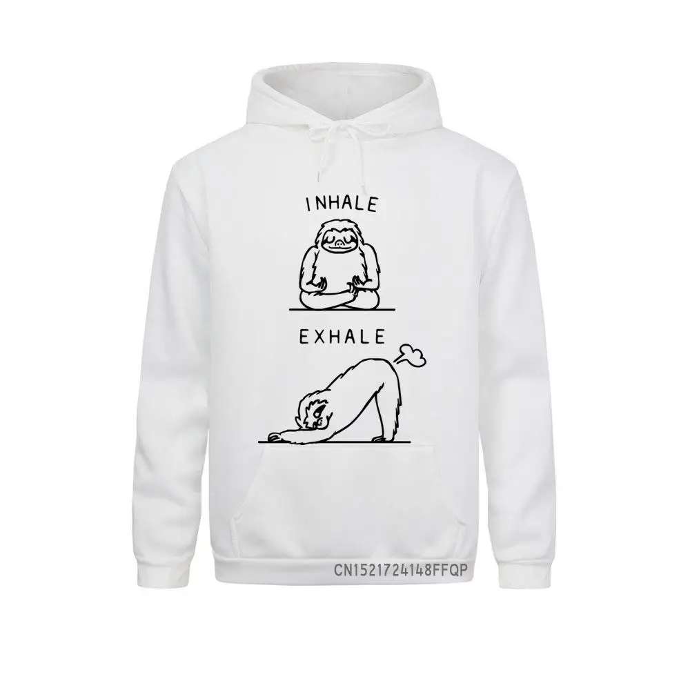 

Inhale Exhale Sloth Print Sweatshirt Fashion Casual Fitness Funny Pocket Men's Pullover Harajuku Hoodies Men Clothing