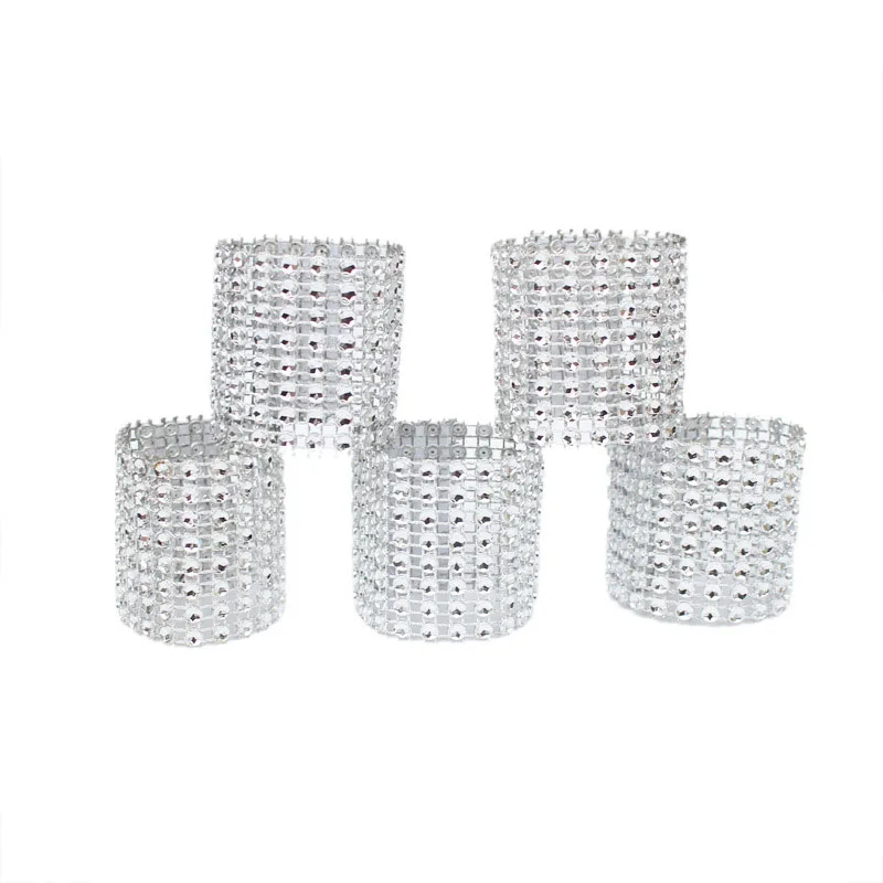 10 шт. сетчатой отделкой диаманта Bling Обёрточная Бумага торт кольца для салфеток рулон ленты с кристаллами вечерние свадебные Украшение стола вечерние C66