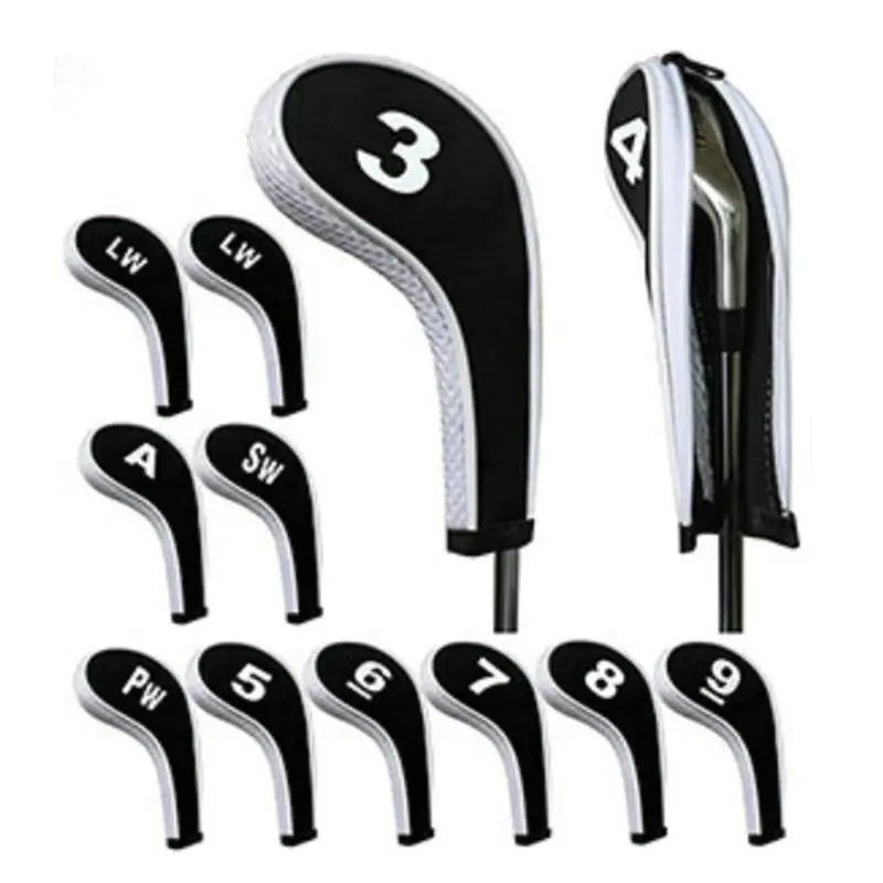 Golf Irons Head Cover Irons Headcover 12pcs/set  Zipper Golf Clubs Protecter 5