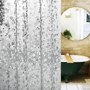 

Bathroom Shower Curtain Toilet Translucent Shower Waterproof 3D Shower Curtain With 12 Hooks Bathing Sheer For Home Decoration